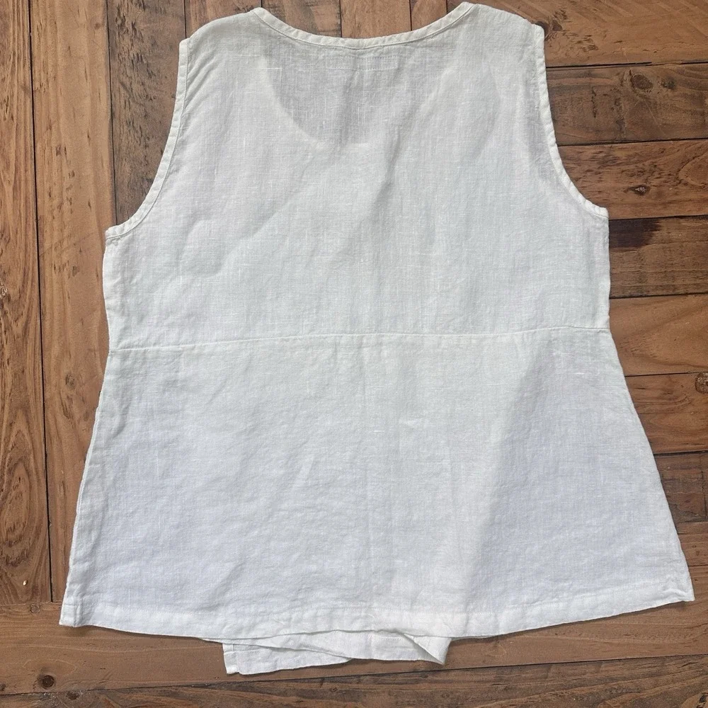 Ivory White Flax Tank Tunic Women's M Minimalist Lagenlook Linen (b55) - Picture 2 of 4